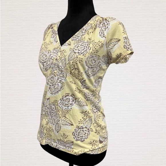Women’s Small A.N.A. Yellow Floral SS Top - Picture 6 of 7